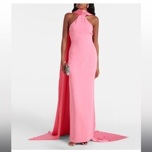 Solace London Ophelia Crêpe Gown Pink Halter Maxi Gown w/ Cape - Sz 6 - Like New